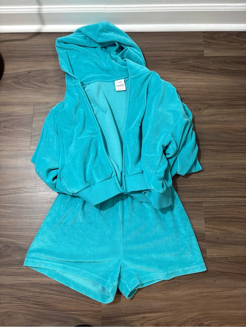TNA Teal Hooded Terry set